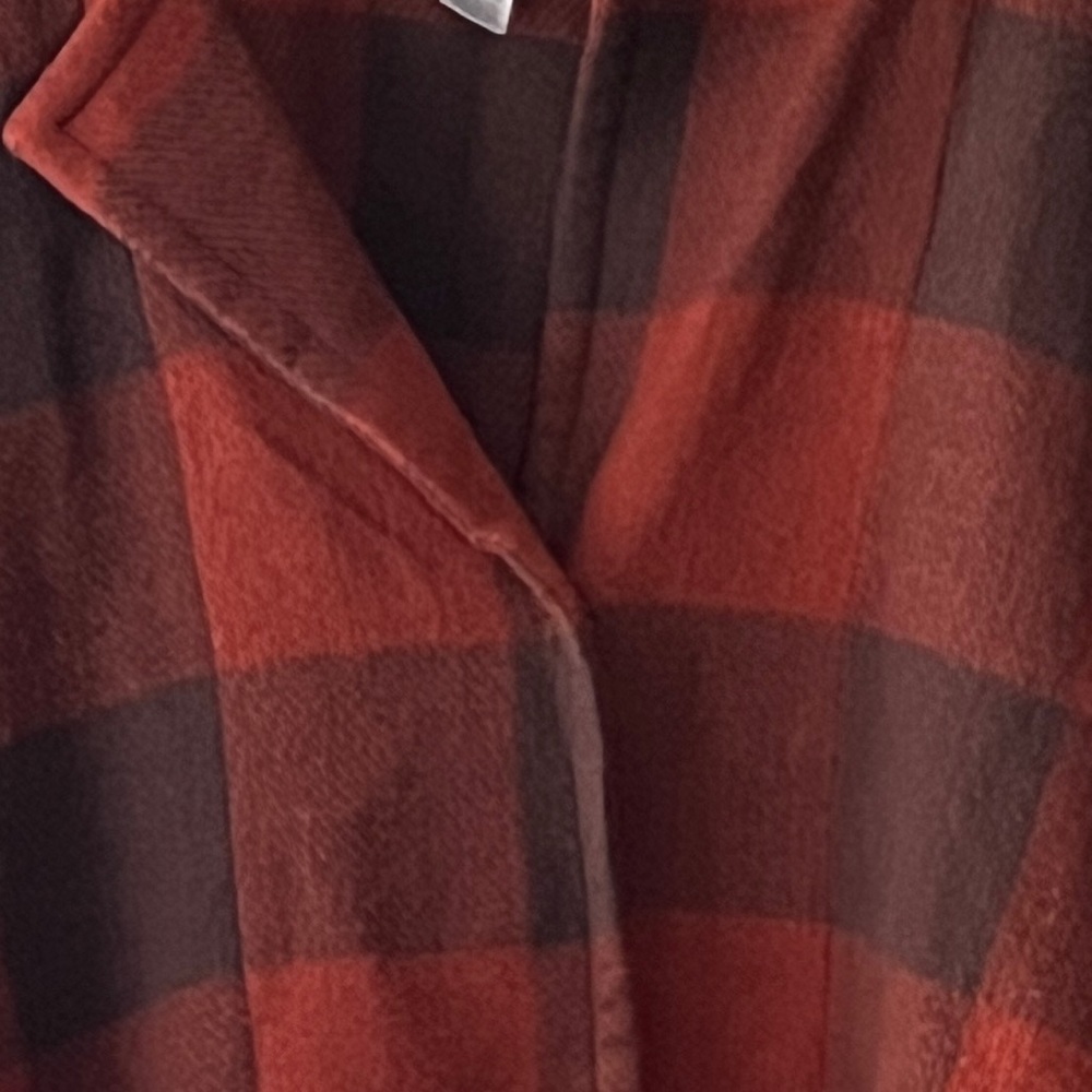 🟤MARC NEW YORK Oversized Plaid Fringe Poncho in Brick Red/Charcoal ONE SIZE - Picture 2 of 7